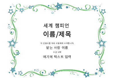 세계 챔피언 인증서 세계 챔피언 인증서